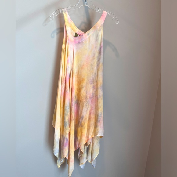 Yes World Boutique Tie Dye Dress Asymmetrical Handkerchief Dress Boho - Picture 1 of 13